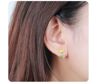 Yellow Hibiscus Silver Ear Stud STS-3466 (CO13+FL4)